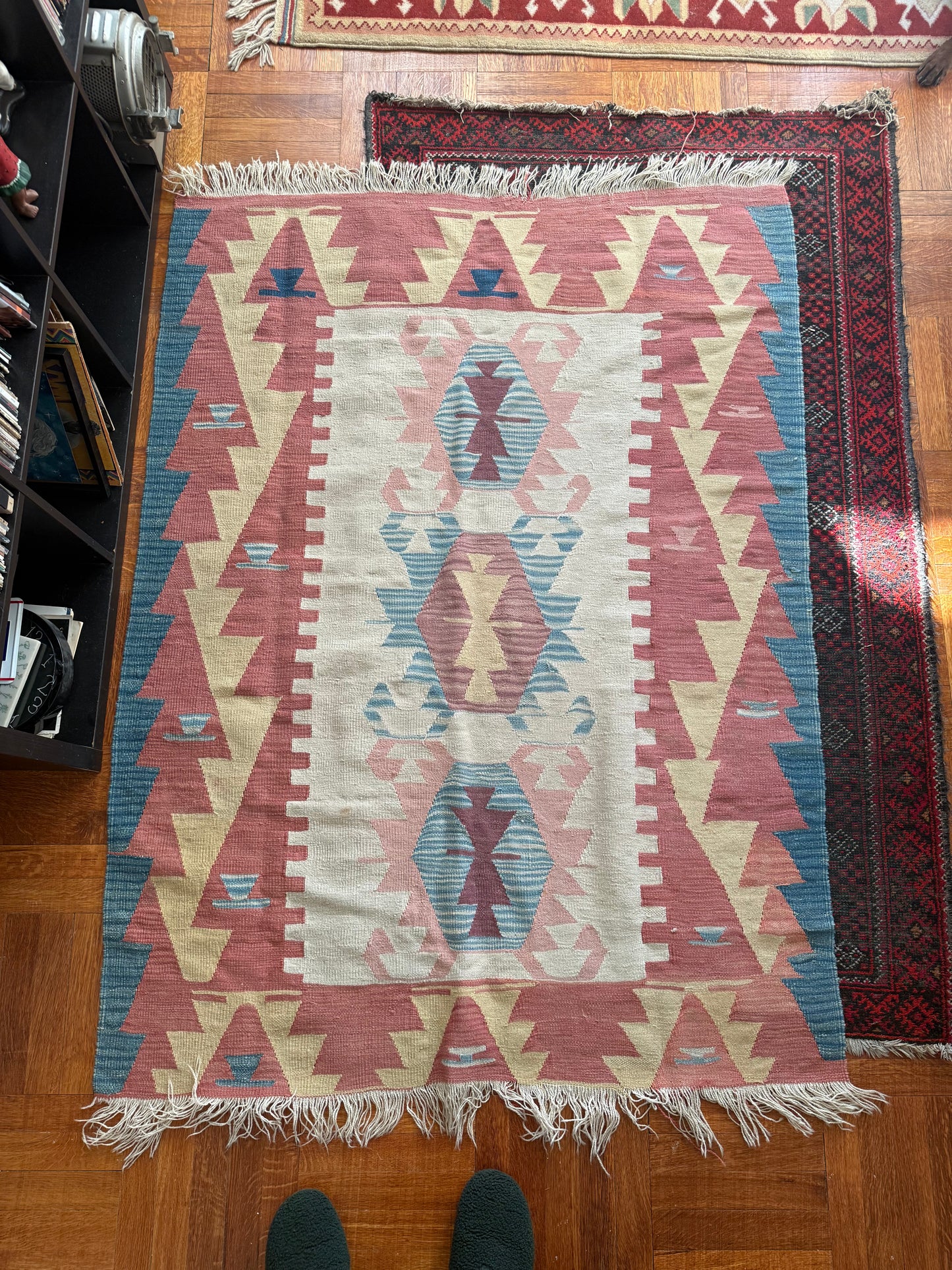 Vintage Handwoven Turkish Anatolian Kilim 4'5 x 5'2