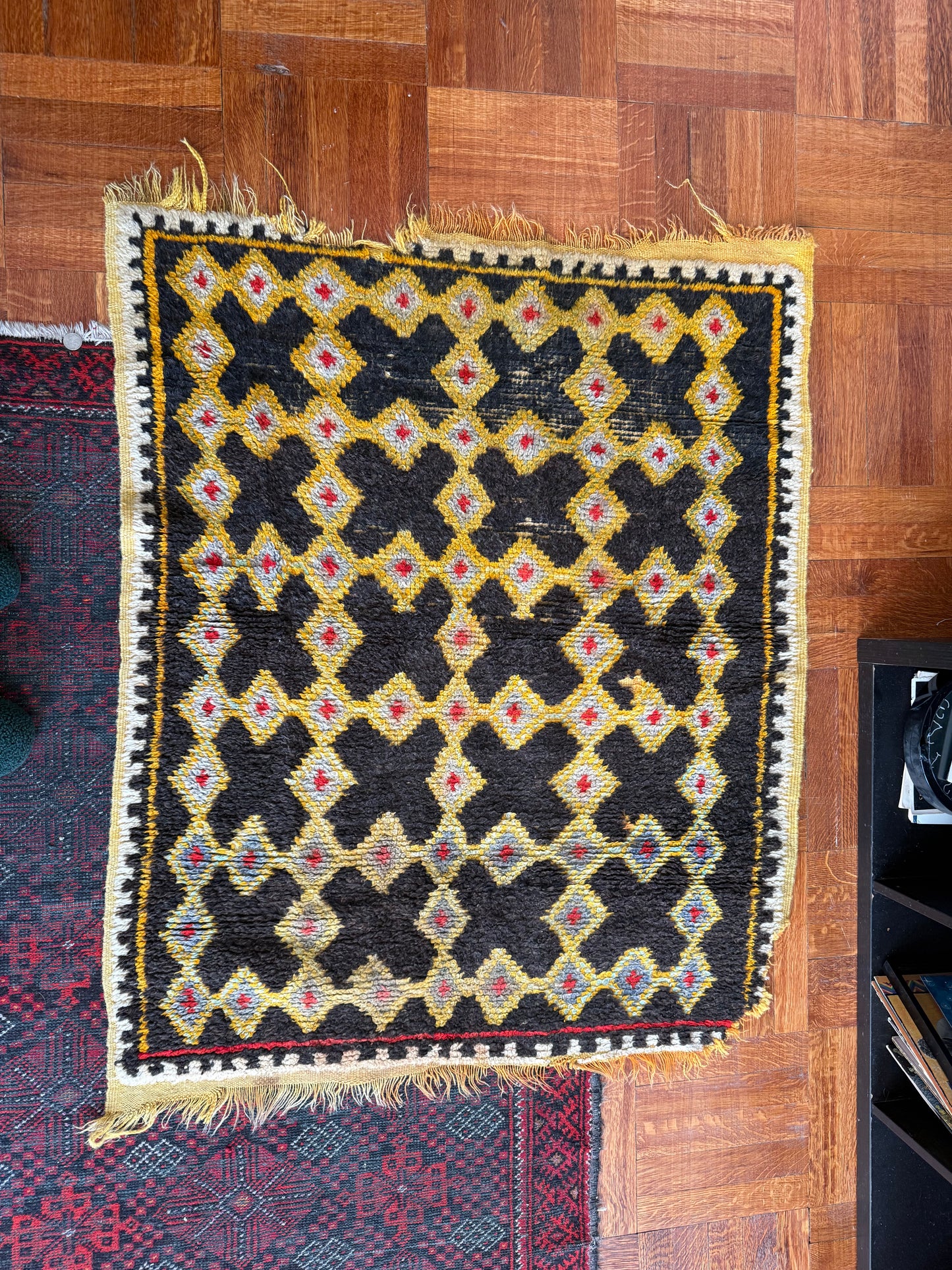Vintage Handwoven Moroccan Village Rug 4'1 x 3'4