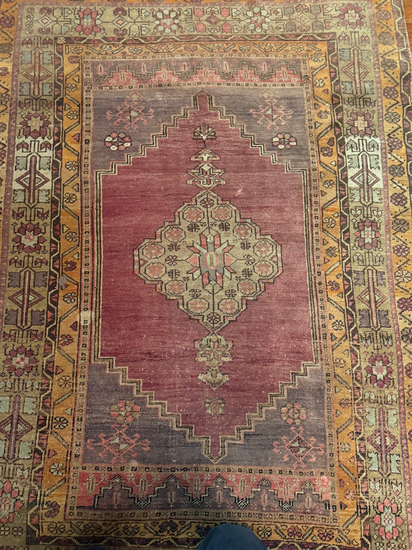 Vintage Hand-Knotted Turkish Taspinar  3’10 x 5’4