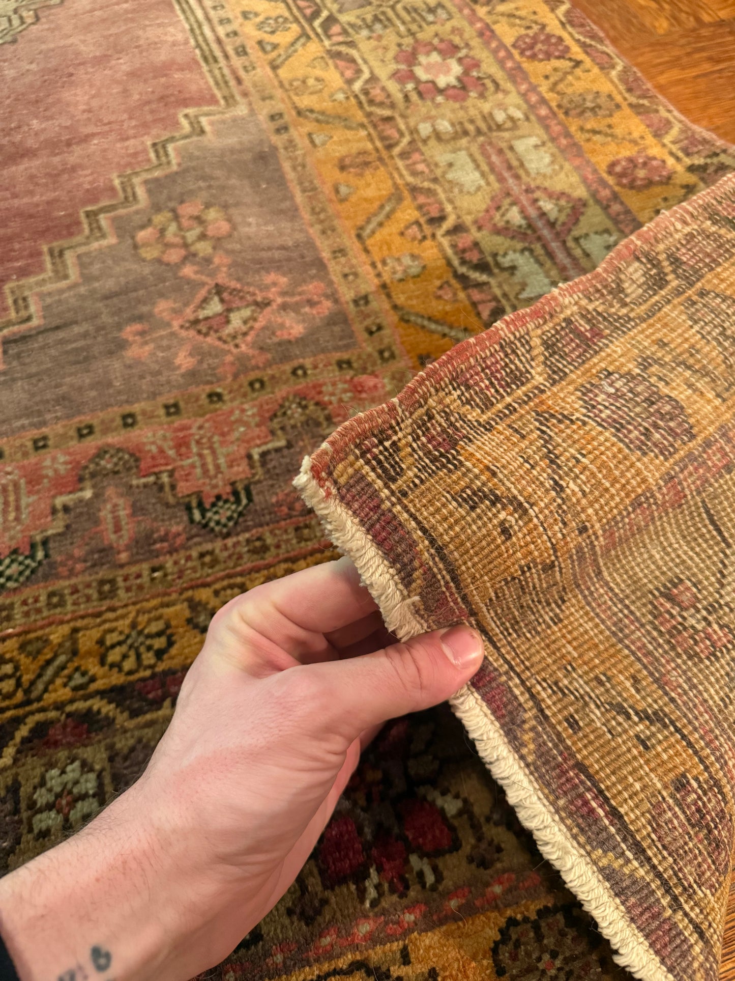 Vintage Hand-Knotted Turkish Taspinar  3’10 x 5’4
