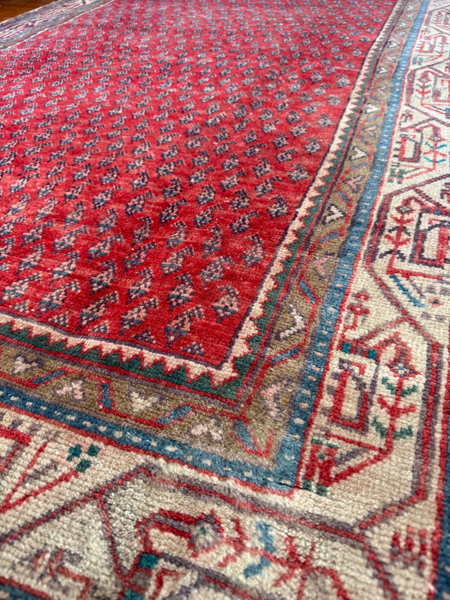 Vintage Hand-Knotted Persian Sarouk-Mir Boteh 6'6" x 4'1"