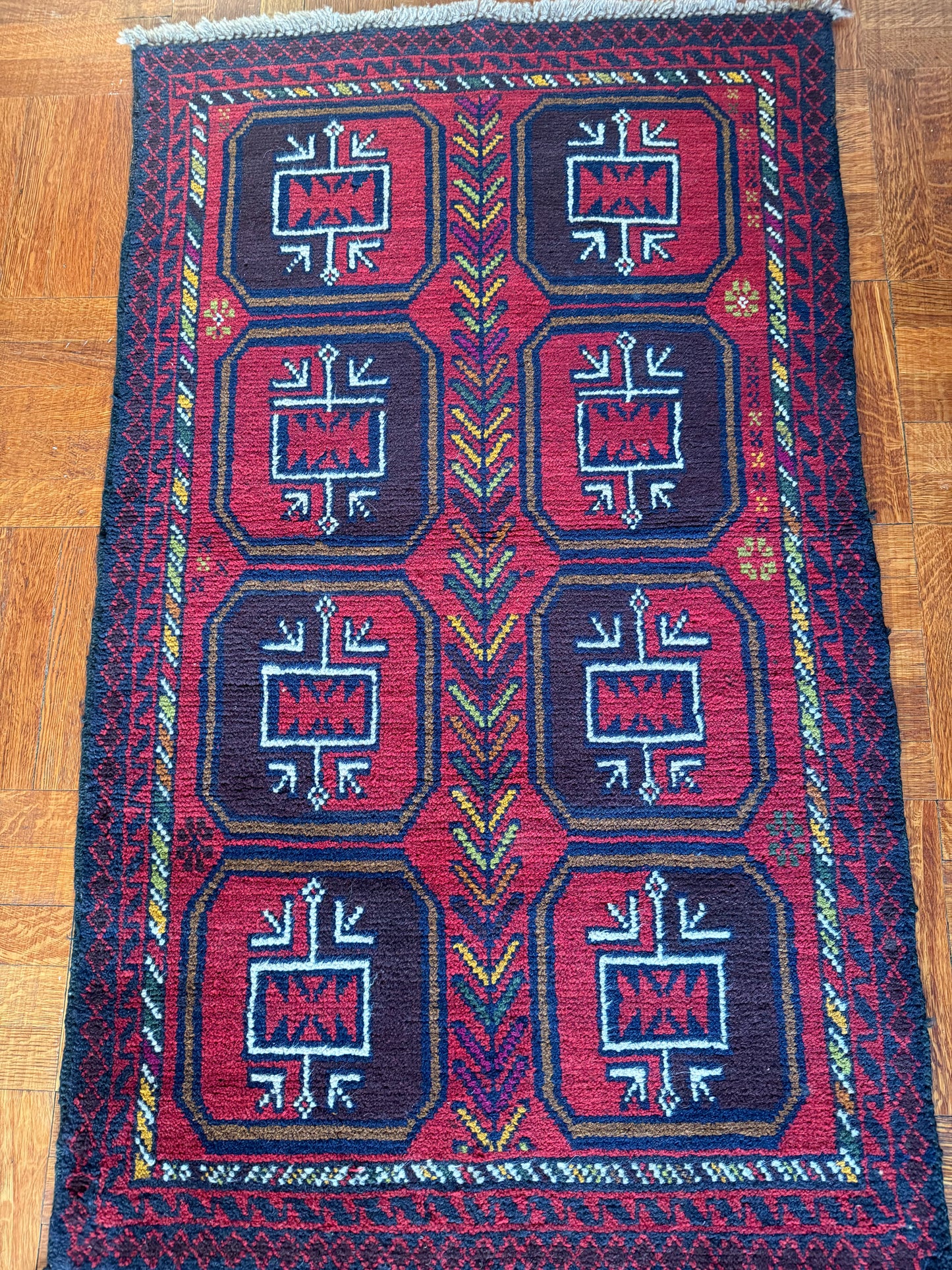 Vintage Hand-Knotted Afghan Baluchi Tribal Rug 2'9" x 4'8"