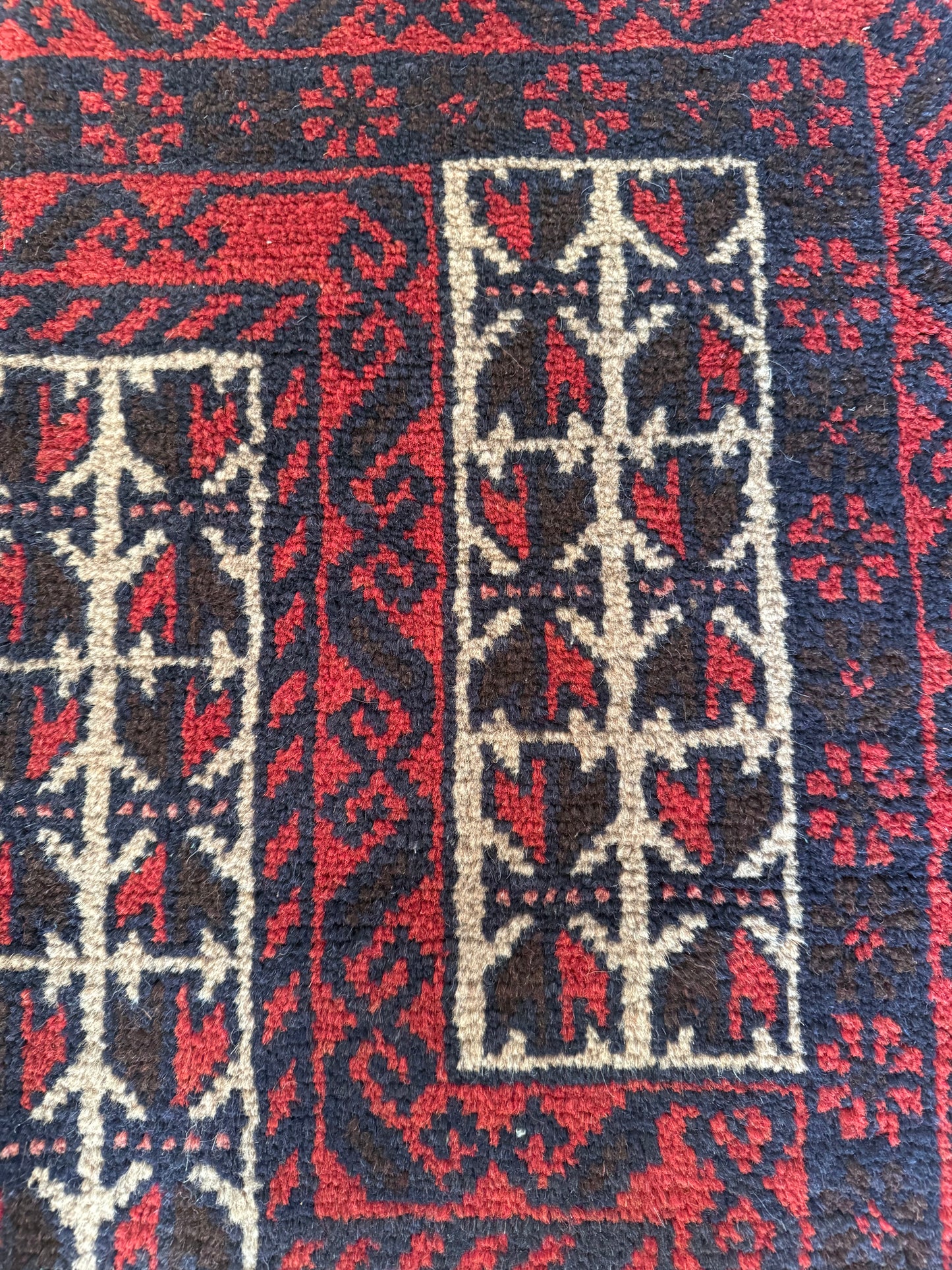 Vintage Hand-Knotted Afghan Baluchi Prayer Rug 2'9" x 4'9"