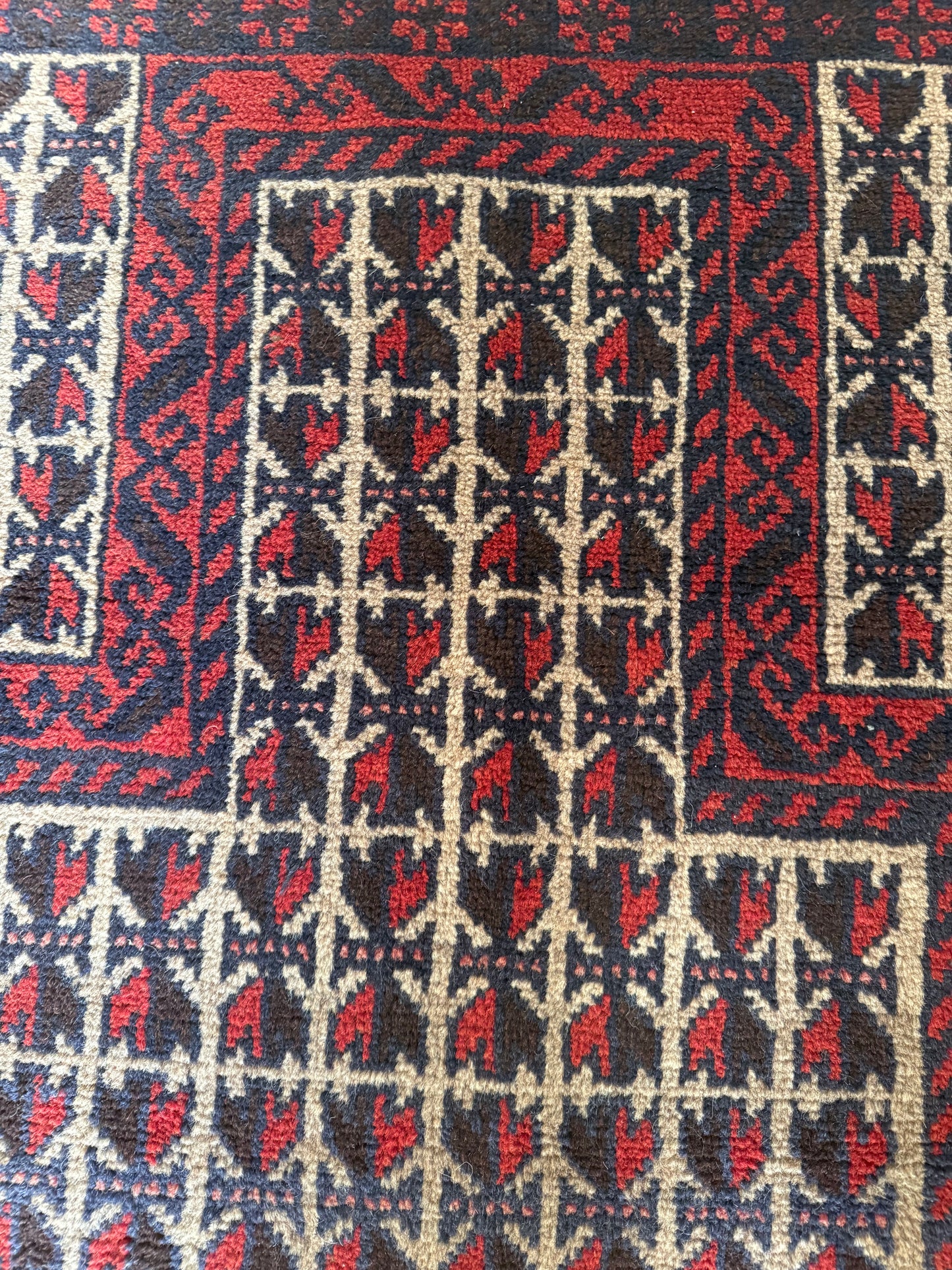 Vintage Hand-Knotted Afghan Baluchi Prayer Rug 2'9" x 4'9"