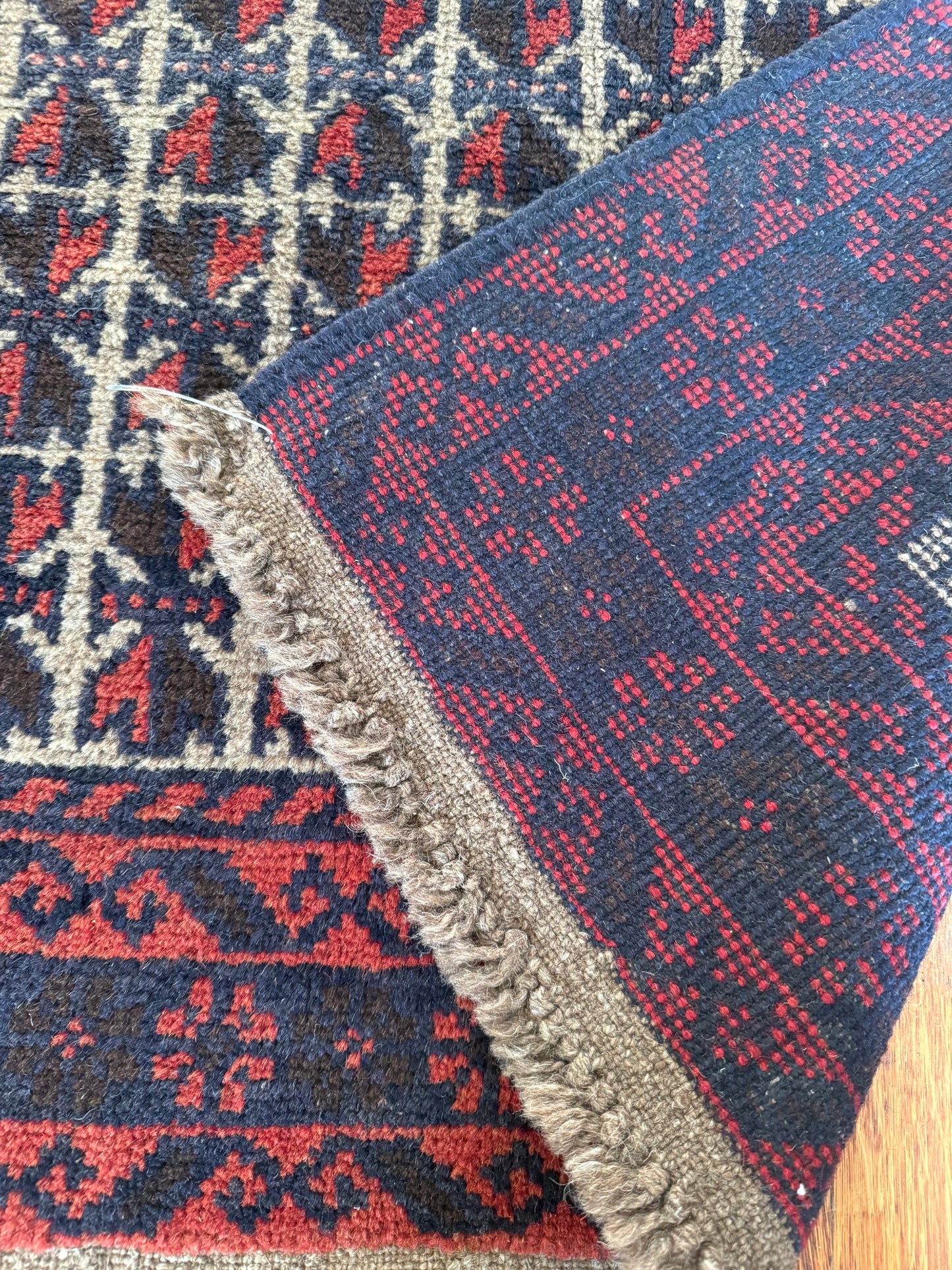 Vintage Hand-Knotted Afghan Baluchi Prayer Rug 2'9" x 4'9"