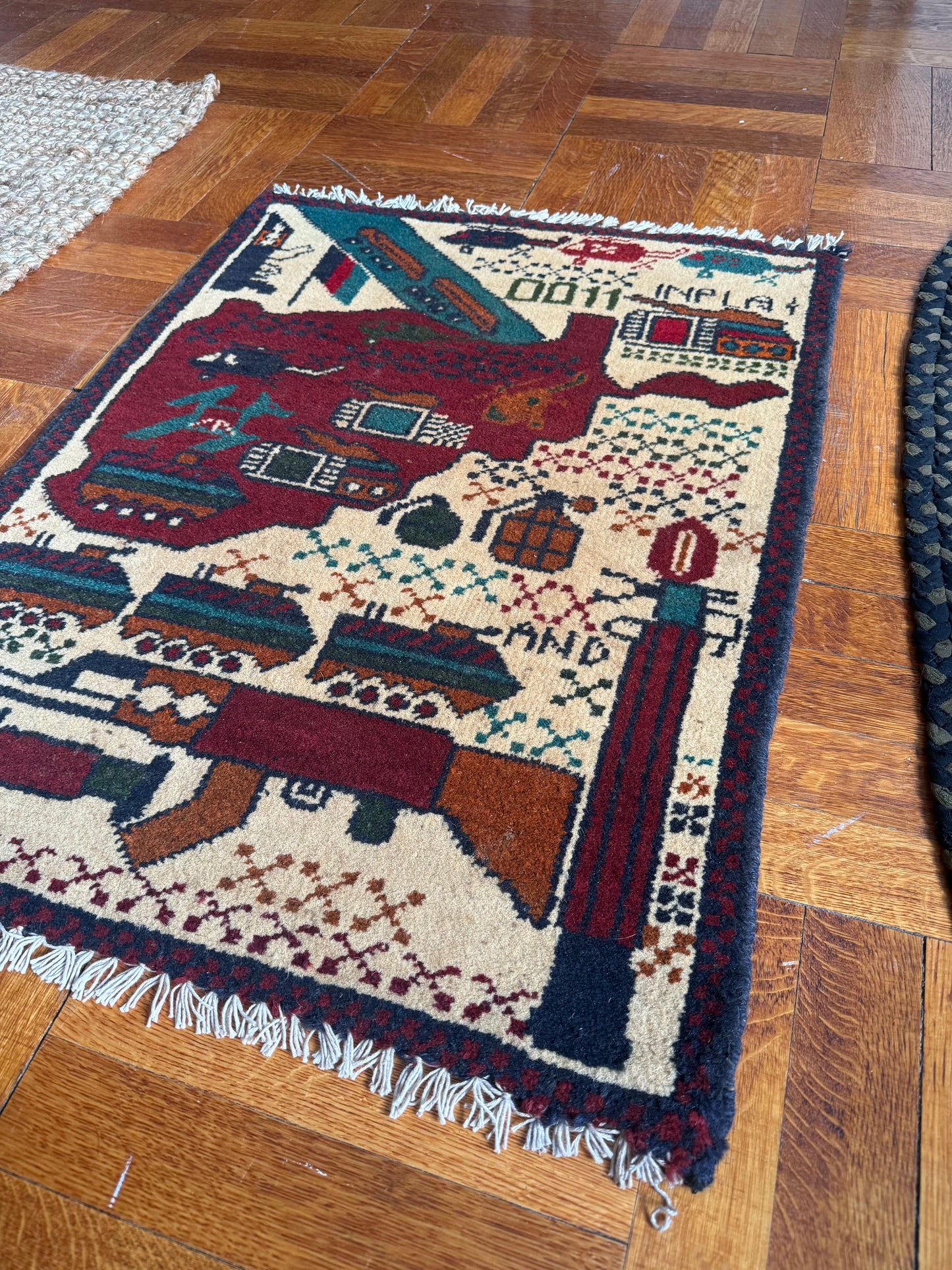 Authentic Hand-Knotted Afghan War Rug 2'0" x 2'9"