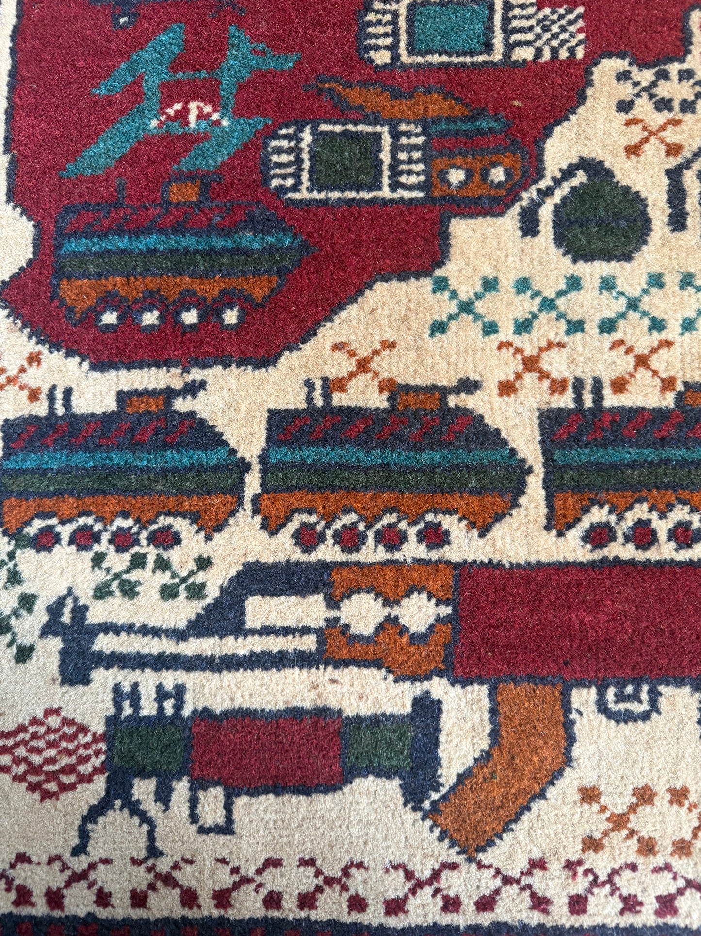 Authentic Hand-Knotted Afghan War Rug 2'0" x 2'9"