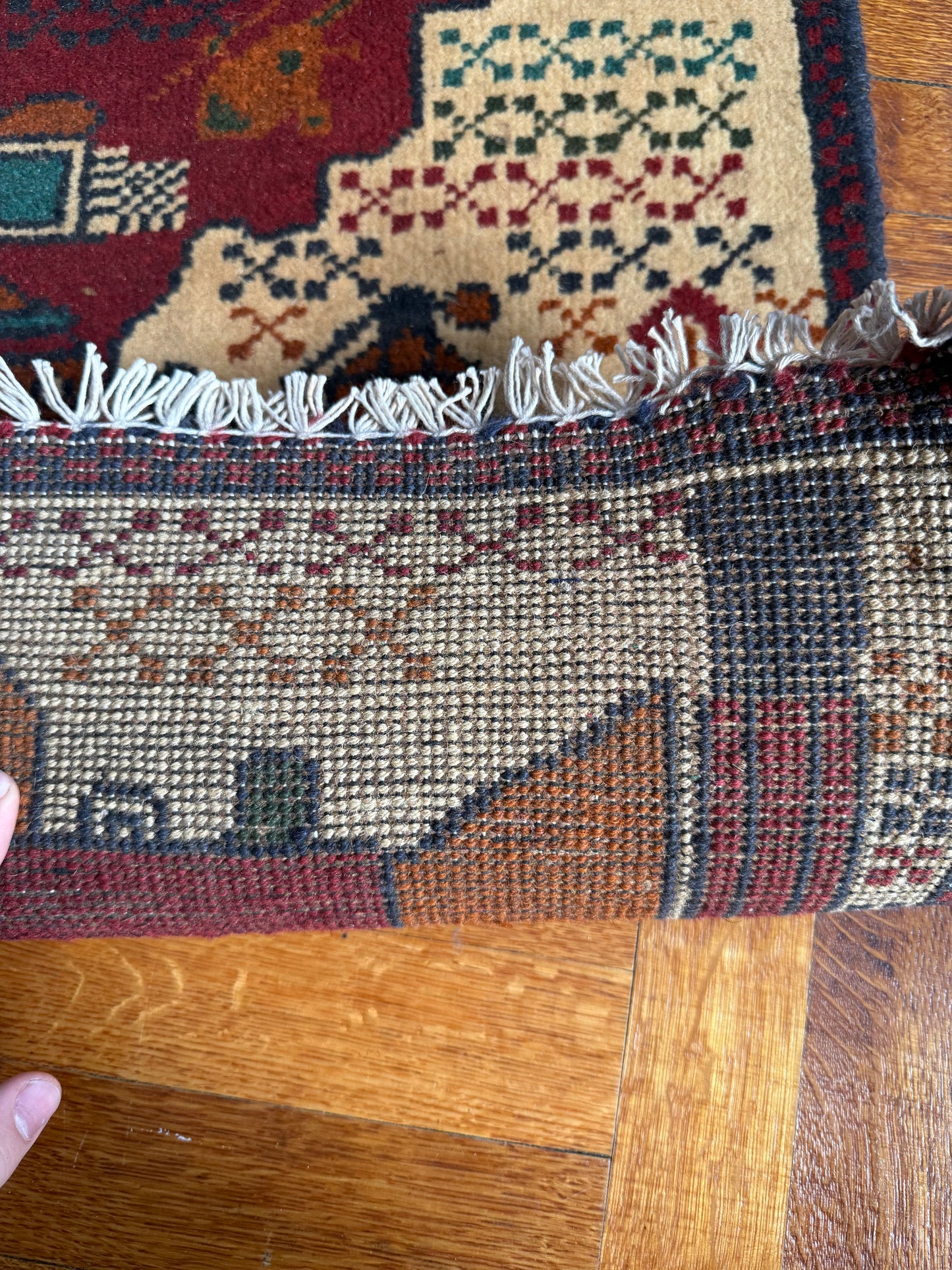 Authentic Hand-Knotted Afghan War Rug 2'0" x 2'9"