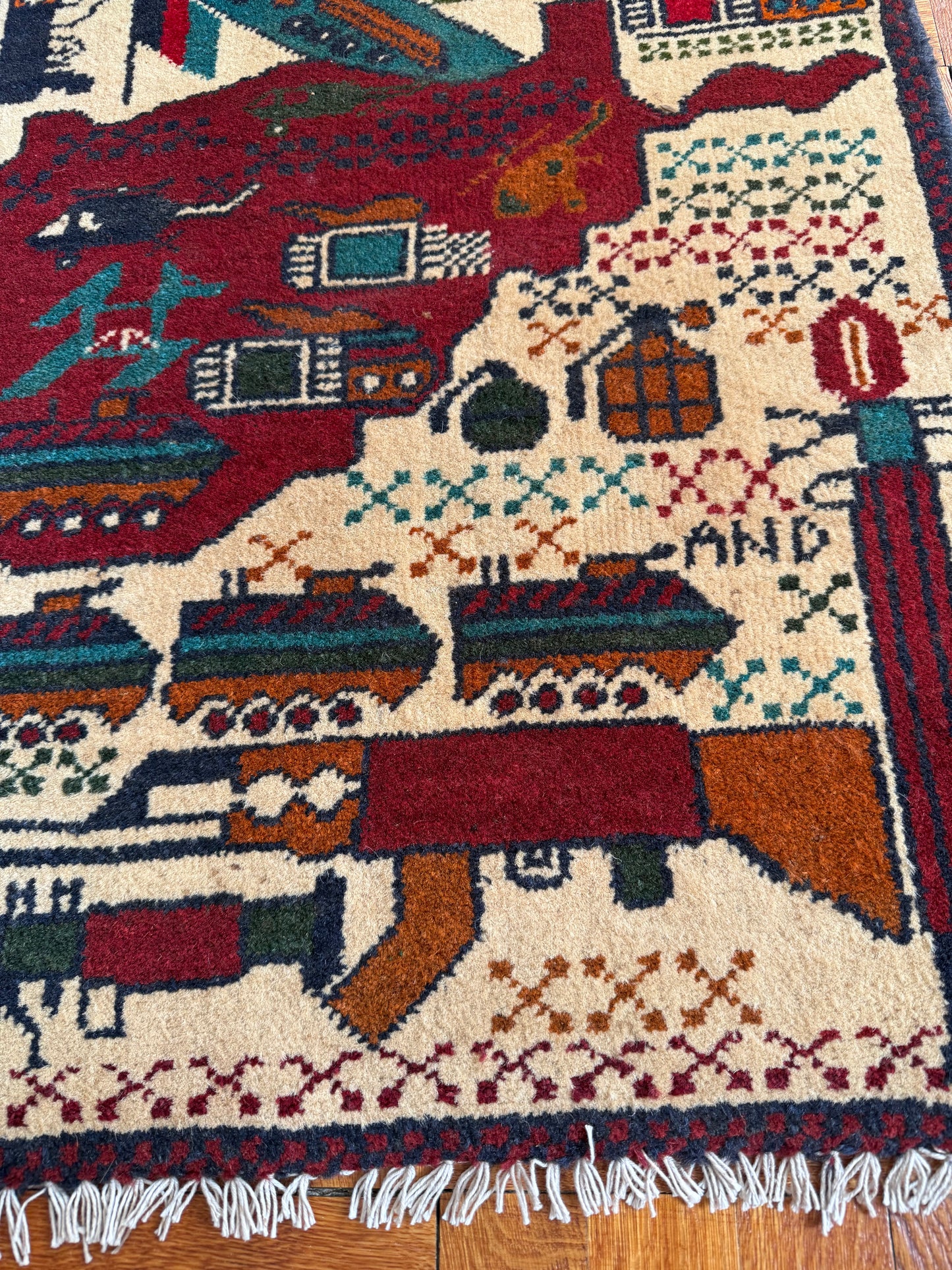 Authentic Hand-Knotted Afghan War Rug 2'0" x 2'9"