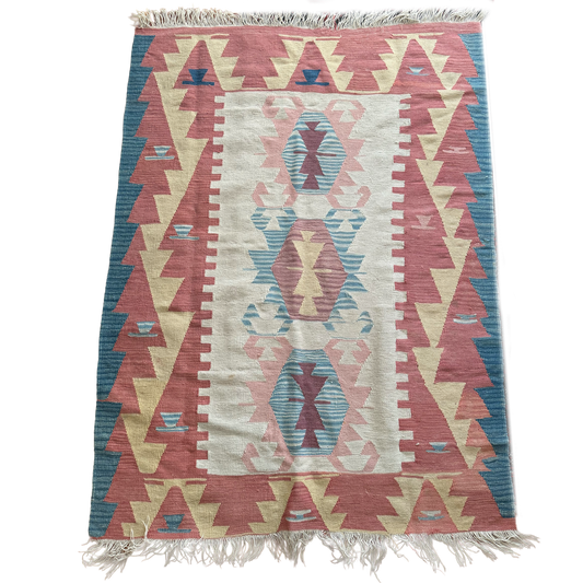 Vintage Handwoven Turkish Anatolian Kilim 4'5 x 5'2
