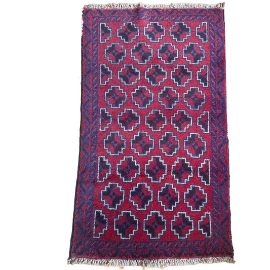 Vintage Hand-Knotted Afghan Bahor 2'8" x 4'7"