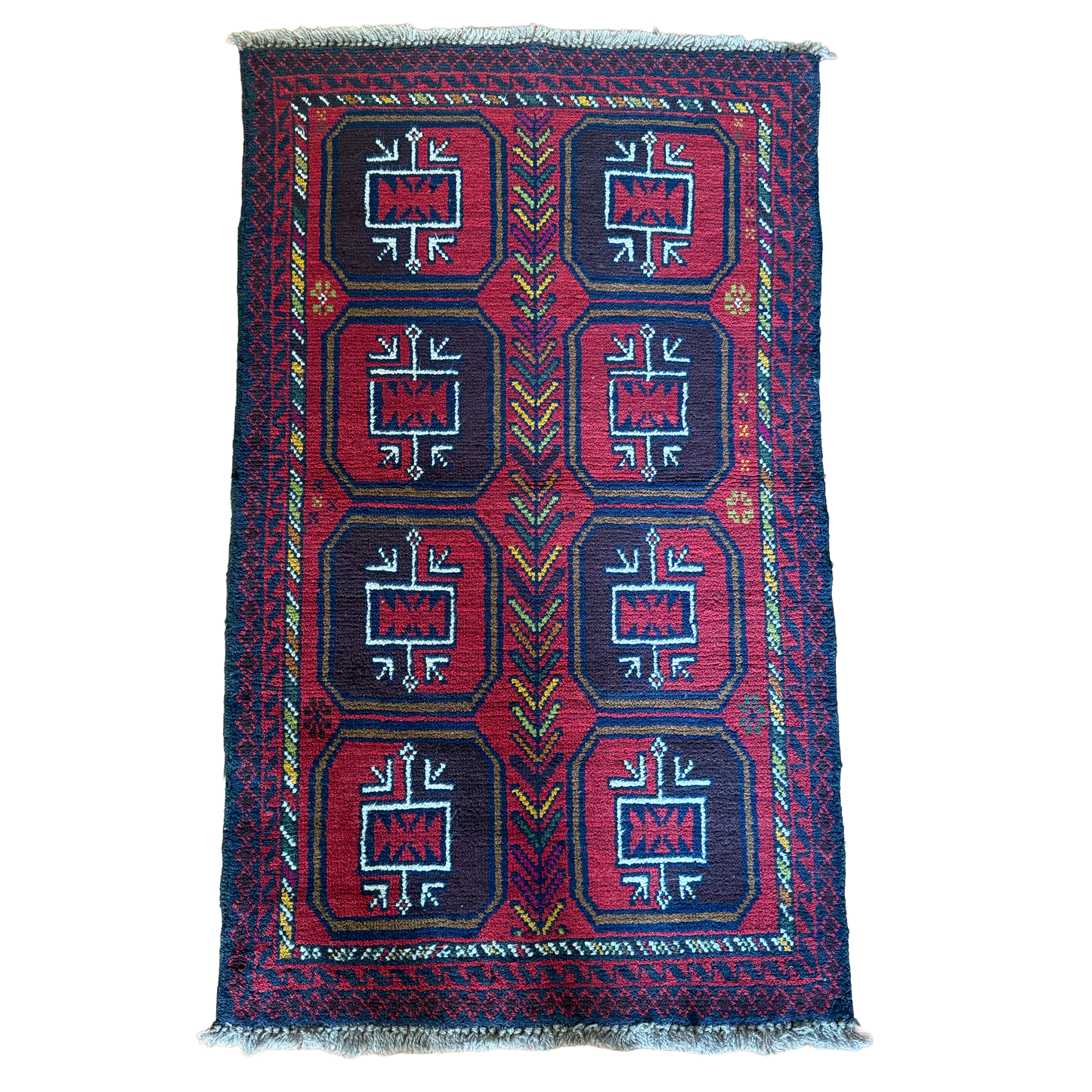 Vintage Hand-Knotted Afghan Baluchi Tribal Rug 2'9" x 4'8"