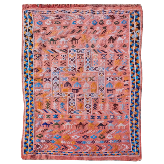 Vintage Hand-Woven Moroccan Berber Kilim 4'9" x 3'4"