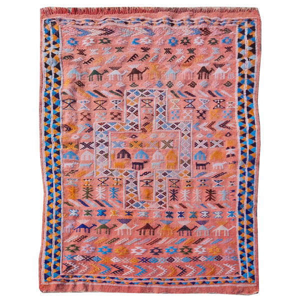 Vintage Hand-Woven Moroccan Berber Kilim 4'9" x 3'4"