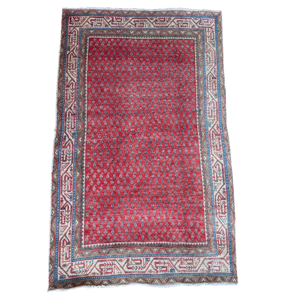 Vintage Hand-Knotted Persian Sarouk-Mir Boteh 6'6" x 4'1"