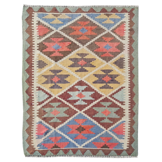 Vintage Hand-Woven Turkish Anatolian Kilim 5'3" x 3'3"