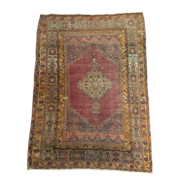 Vintage Hand-Knotted Turkish Taspinar  3’10 x 5’4