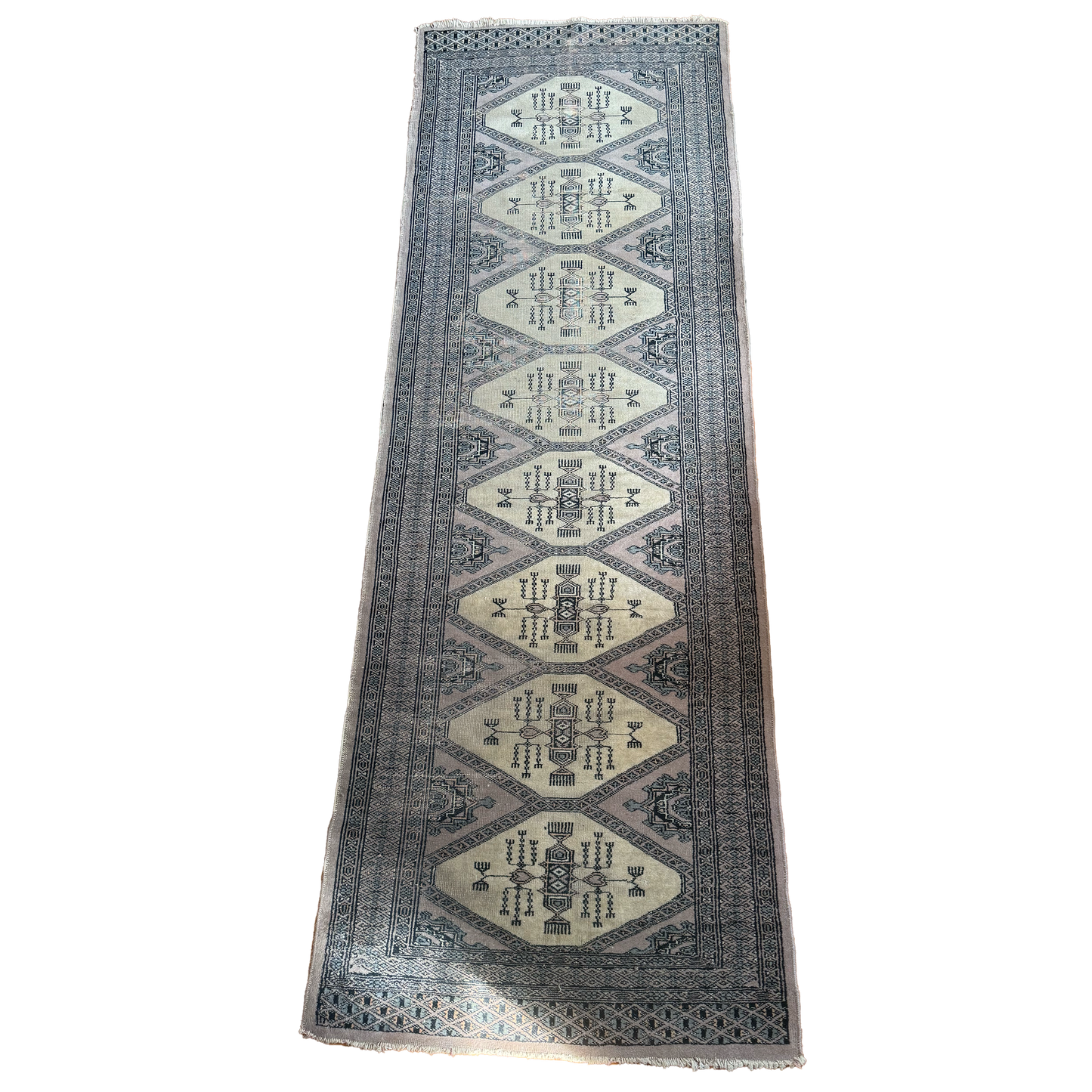 Vintage Hand-Knotted Pakistani Jaldar Runner 2'5 x 8'2