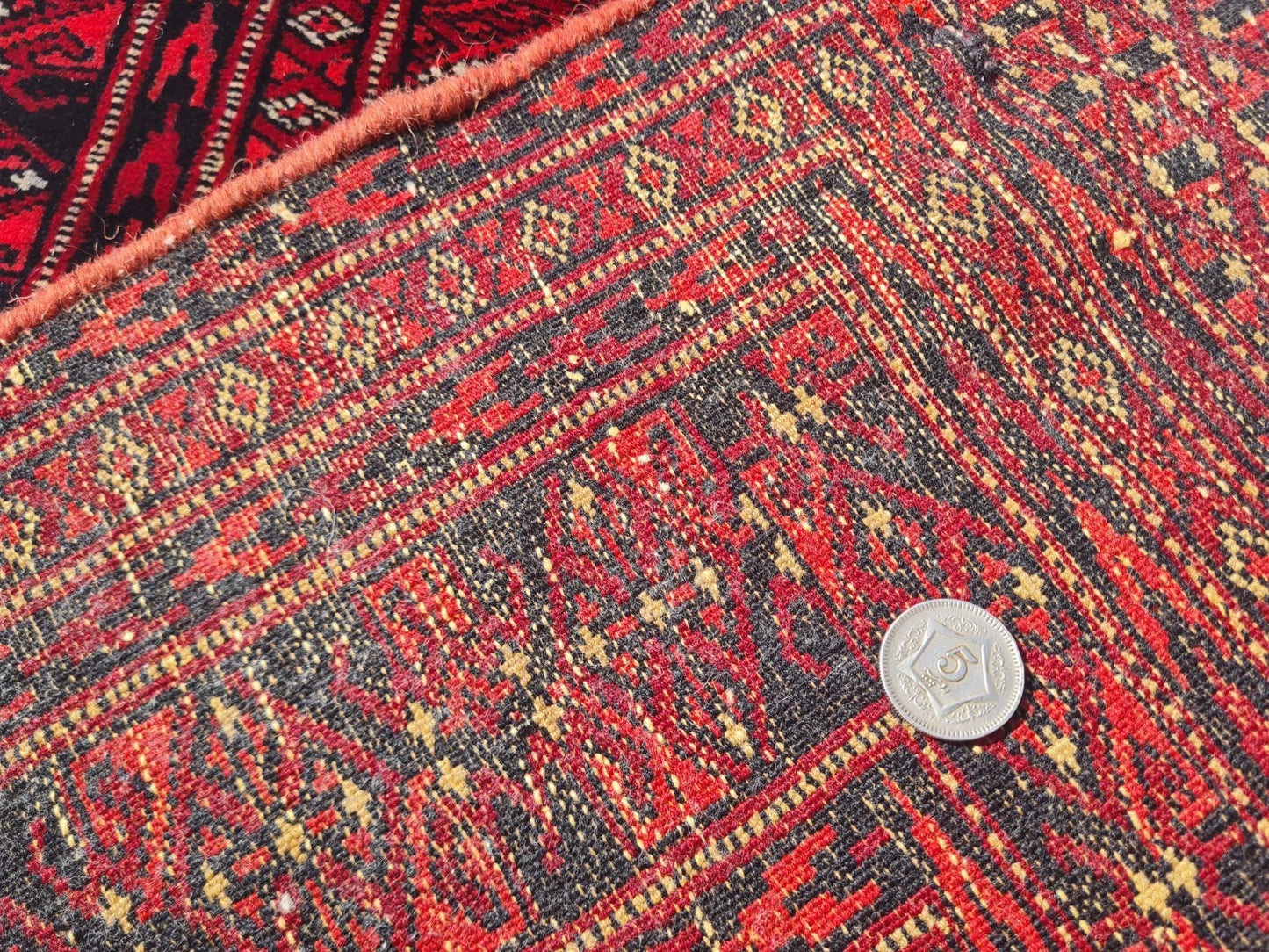 Vintage Hand-Knotted & Signed Afghan Bokhara 4'1" x 2'6"