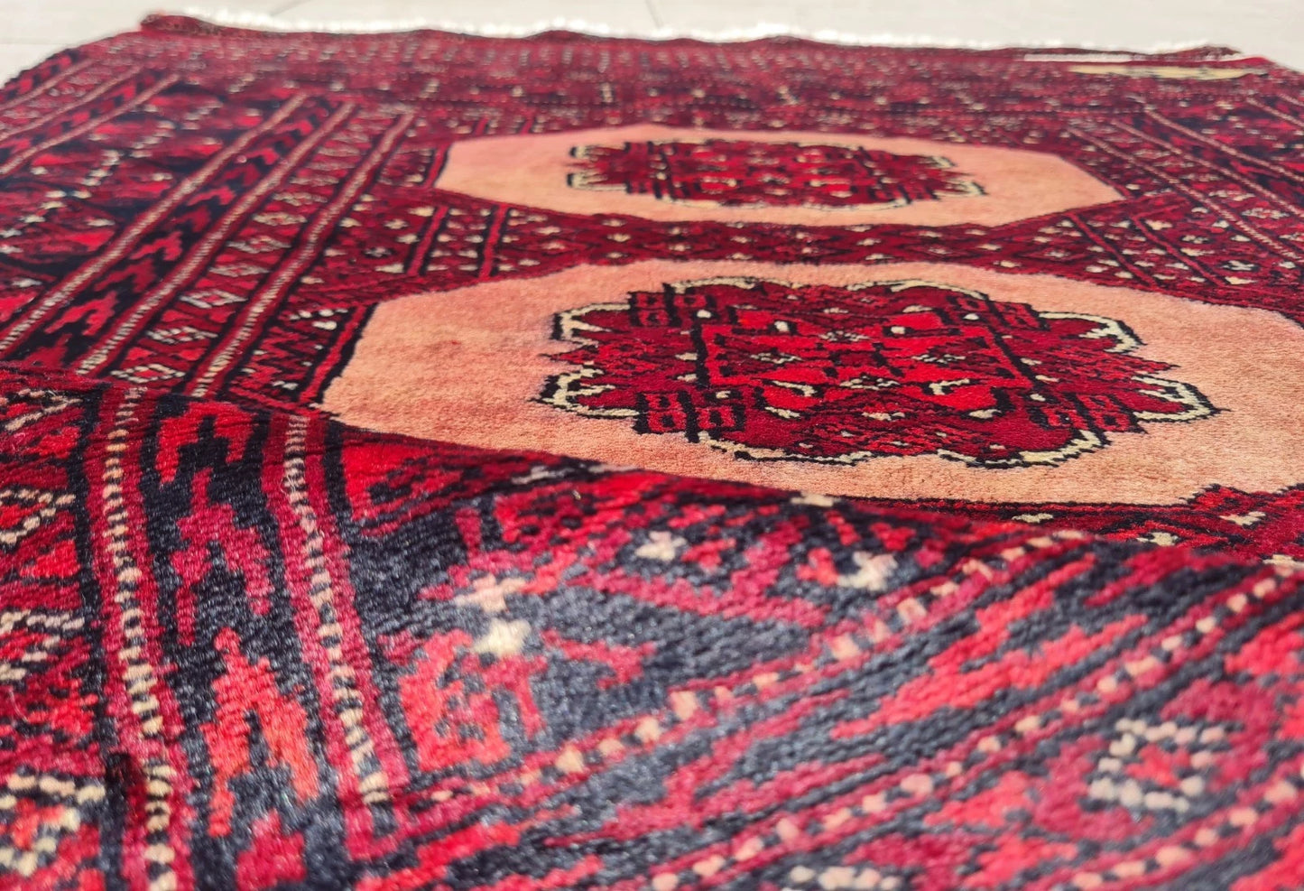 Vintage Hand-Knotted & Signed Afghan Bokhara 4'1" x 2'6"