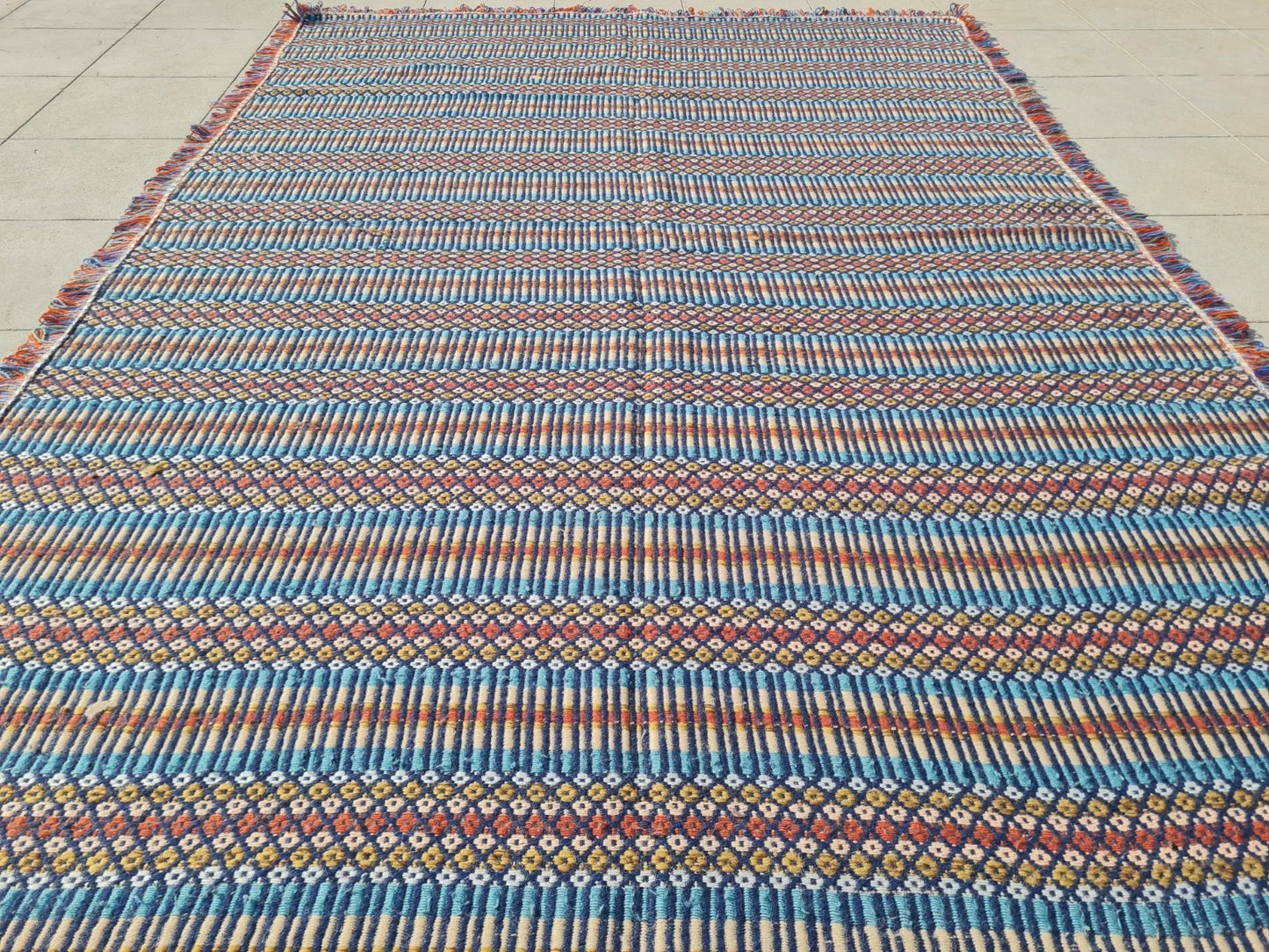 Vintage Hand-Woven Persian Jajim Kilim 6'11" x 4'9"