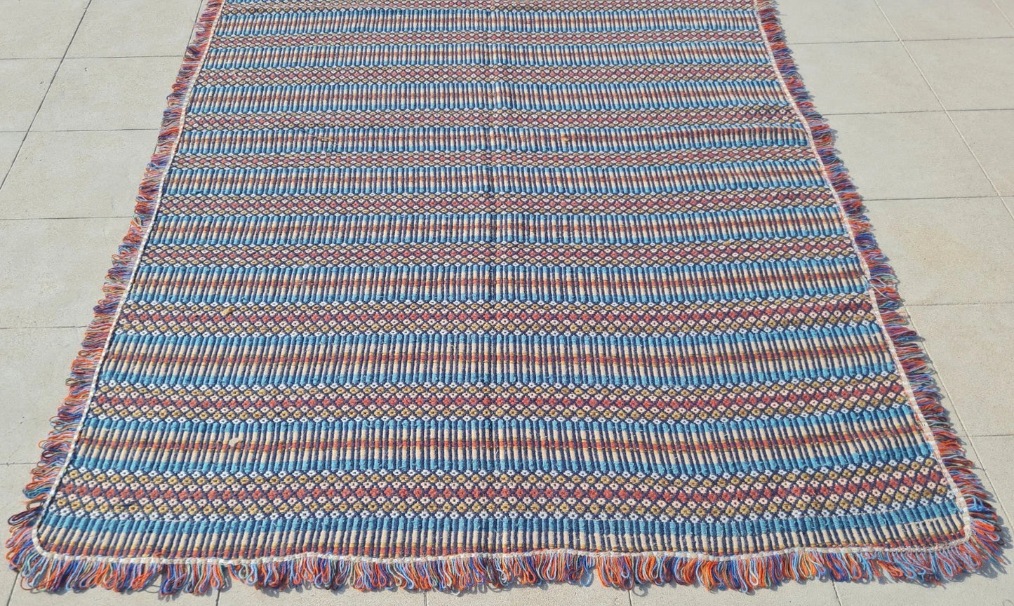 Vintage Hand-Woven Persian Jajim Kilim 6'11" x 4'9"