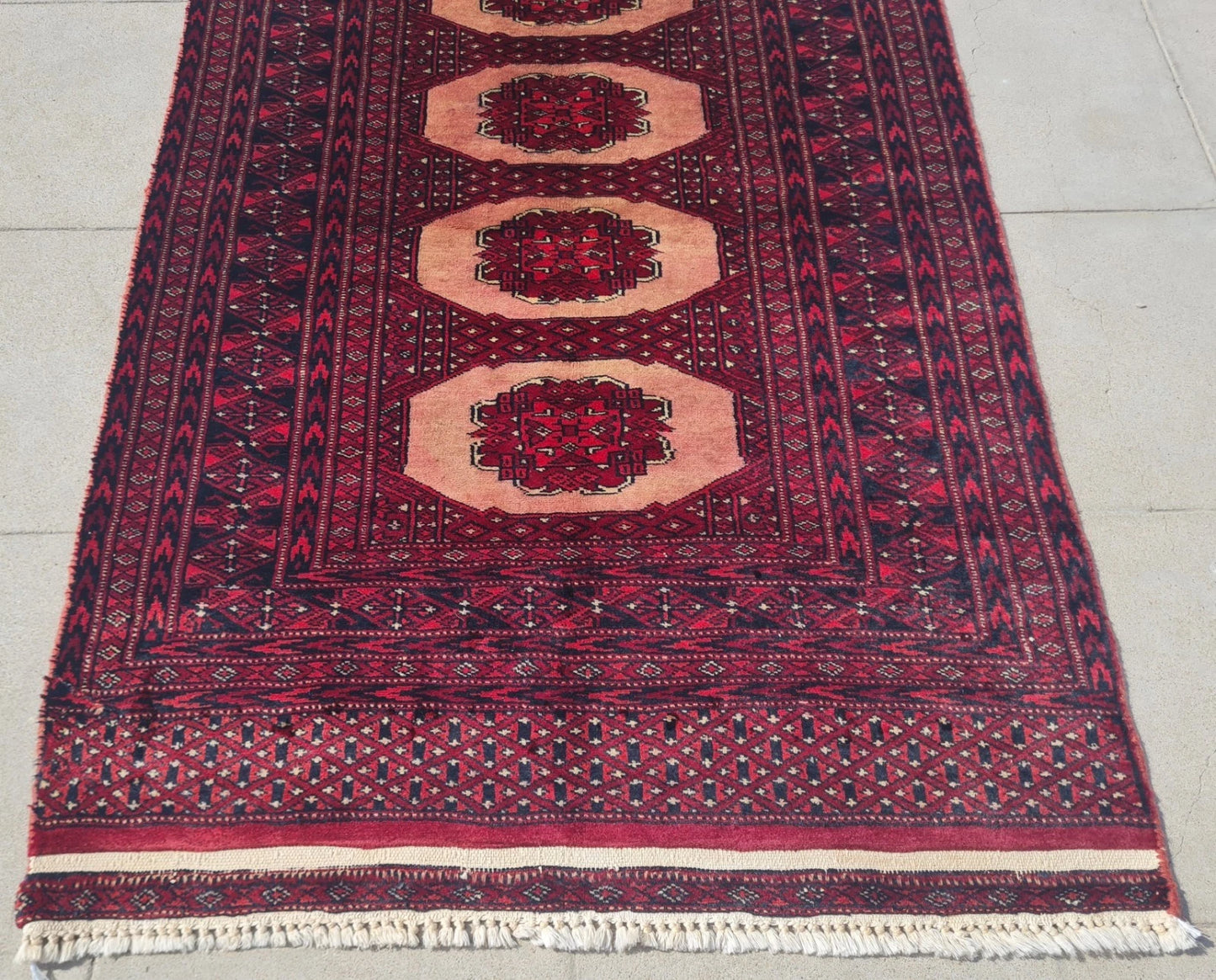 Vintage Hand-Knotted & Signed Afghan Bokhara 4'1" x 2'6"