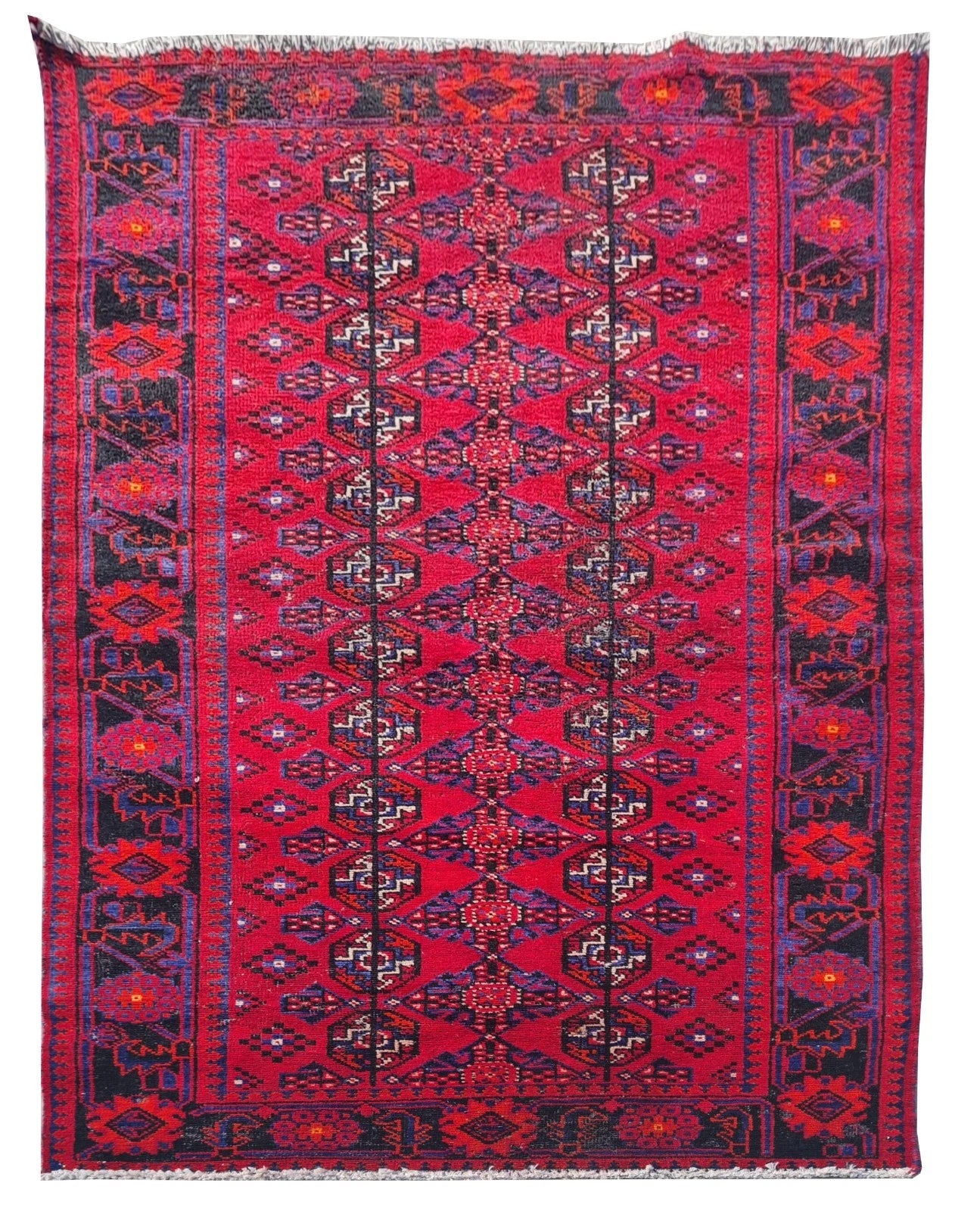 Vintage Hand-Knotted Turkmen 3'11 x 7'2