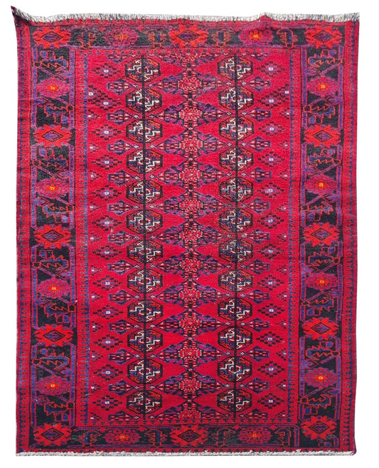 Vintage Hand-Knotted Turkmen 3'11 x 7'2