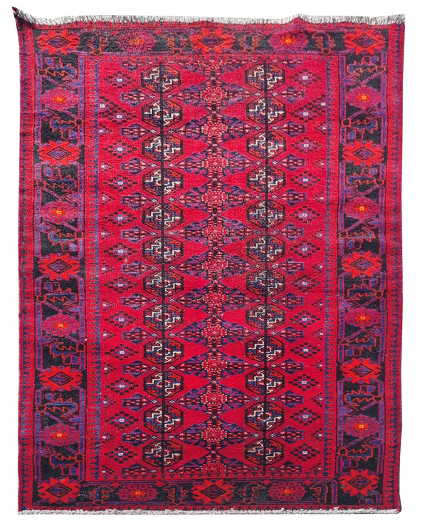 Vintage Hand-Knotted Turkmen 3'11 x 7'2