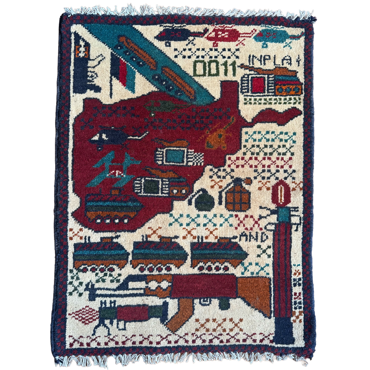Authentic Hand-Knotted Afghan War Rug 2'0" x 2'9"